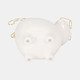 18633-02#Cer, 8" Kitty Trinket Dish, White/gold