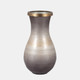 18616-01#Glass, 13" Vase With Metal Rim, Multi