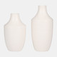 18677-02#Cer, 12" Lines Vase, White