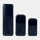 17867-20#Cer, 10" Squared Grooved Vase, Navy Blue