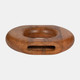 18700-02#Wood, 11" Donut Vase, Brown