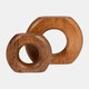 18700-02#Wood, 11" Donut Vase, Brown