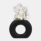 18700-04#Wood, 11" Donut Vase, Black