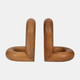 18701#Wood, S/2 7" Loopy Bookends, Brown