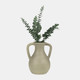 18702-02#Terracotta, 11" Jug Vase W/ Handles, Sage Green