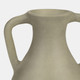 18702-02#Terracotta, 11" Jug Vase W/ Handles, Sage Green