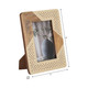 18691-01#Resin, 4x6 Wood & Woven Photo Frame, Ivory/natural