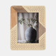 18691-02#Resin, 5x7 Wood & Woven Photo Frame, Ivory/natural