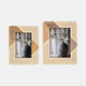 18691-02#Resin, 5x7 Wood & Woven Photo Frame, Ivory/natural