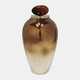 18752-02#Glass, 20" Temple Vase W/ Resin Topper, Copper