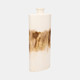 18753-02#Metal, 20" Flask Vase, Pearl/gold