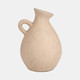 18762-01#Terracotta, 17" Organic Jug With Handle, Ivory