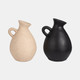 18762-02#Terracotta, 19" Organic Jug With Handle, Black
