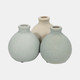 18779#Clay, S/3 5" Bud Vases, Multi