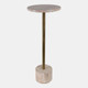 18798#26" Travertine Accent Table, Natural/gold Kd