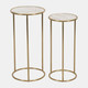 18801#S/2 22/24" Selenite Accent Tables, White/gold