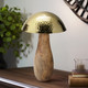 18824-01#Metal, 16" Mushroom W/ Wood Base, Gold