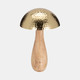 18824-02#Metal, 20" Mushroom W/ Wood Base, Gold