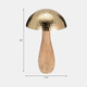 18824-02#Metal, 20" Mushroom W/ Wood Base, Gold