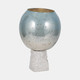 18832-02#Glass, 15" Bowl Pillar Holder Marble Base, Aqua/wh