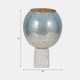 18832-02#Glass, 15" Bowl Pillar Holder Marble Base, Aqua/wh