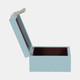 18842#Faux Leather, 8" Crinkle Box, Blue/silver