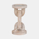 18851-01#Wood, 8" Chain Pillar Candle Holder, White