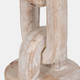 18851-01#Wood, 8" Chain Pillar Candle Holder, White