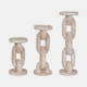 18851-01#Wood, 8" Chain Pillar Candle Holder, White
