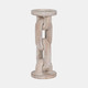 18851-02#Wood, 11" Chain Pillar Candle Holder, White