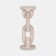 18851-02#Wood, 11" Chain Pillar Candle Holder, White
