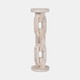 18851-03#Wood, 14" Chain Pillar Candle Holder, White