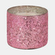 80286-01#Glass, 5" 26 Oz Crackled Scented Candle, Pink