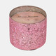 80286-01#Glass, 5" 26 Oz Crackled Scented Candle, Pink
