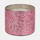 80286-01#Glass, 5" 26 Oz Crackled Scented Candle, Pink