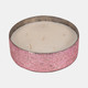 80287-01#Glass, 8" 49 Oz Crackled Bowl Scented Candle, Pink