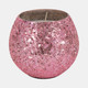 80288-01#Glass, 4" 11 Oz Crackled Scented Candle, Pink