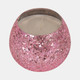 80288-01#Glass, 4" 11 Oz Crackled Scented Candle, Pink