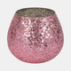 80289-01#Glass, 5" 17 Oz Crackled Scented Candle, Pink