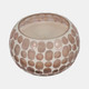 80290-02#Glass, 4" 10 Oz Mosaic Scented Candle, Soft Pink