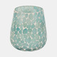 80293-03#Glass, 5" 18 Oz Mosaic Scented Candle, Light Blue