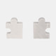 18872#Marble, S/2 5" Puzzle Piece Bookends, White