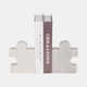 18872#Marble, S/2 5" Puzzle Piece Bookends, White