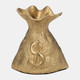 18909#Metal, 8" Money Bag, Gold