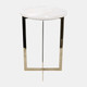 18942#Metal, 20" Selenite Top Accent Table, Ivory/gold