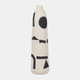 18956#Cer, 15" Funky Vase, Ivory/black