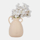18957#Cer, 8" Face Vase W/ Handles, Ivory