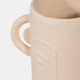 18958#Cer, 10" Face Vase W/ Handles, Ivory