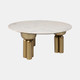 18992-02#Metal, 36" Marble Top Coffee Table, Gold/white,kd