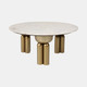 18992-02#Metal, 36" Marble Top Coffee Table, Gold/white,kd